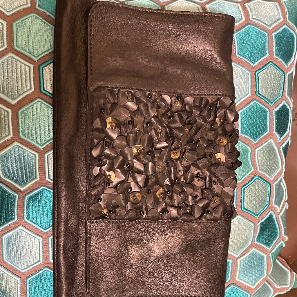 Vintage Black Leather Clutch.
